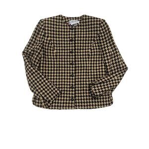 Carlisle Women’s Houndstooth Blazer Jacket Black Tan Size 4